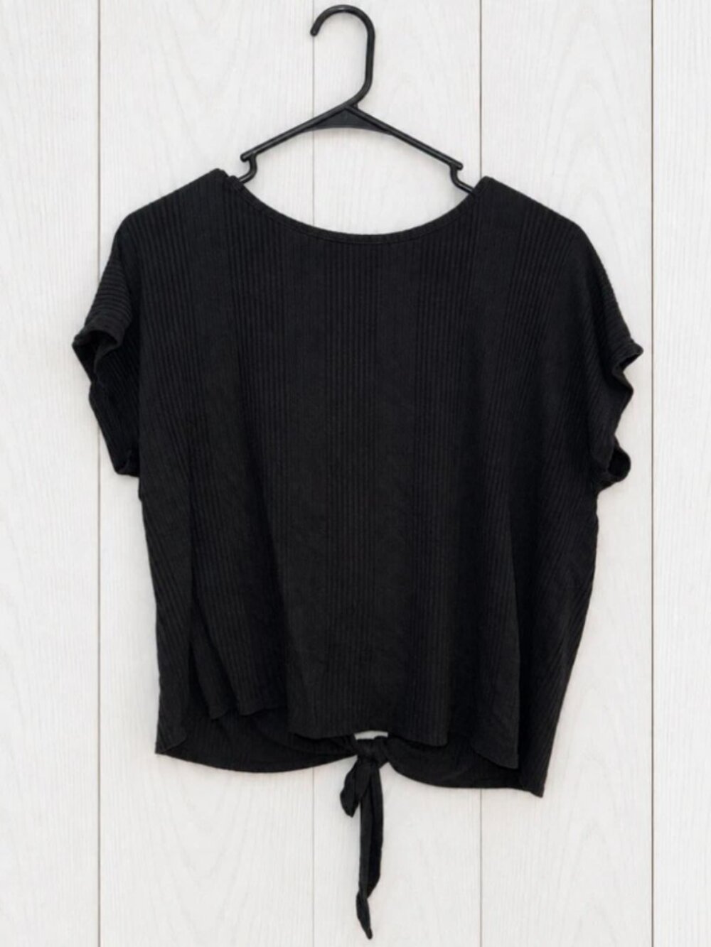 Vibe Sportswear Womens Black Ribbed Knit Tied Open Back M - Picture 2 of 5